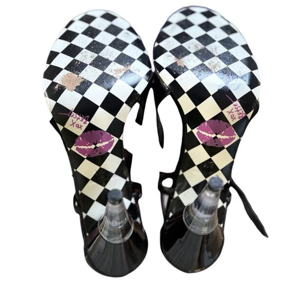 Y2K VTG. BETSEY JOHNSON CLEAR HEEL BLACK STRAPPY HEELS SIZE 8 - Picture 8 of 8